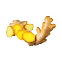 AI generated Floating Of Yellow And Brown Ginger With A Warm Tast, Isolated Transparent Background png