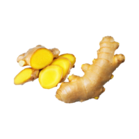 AI generated Floating Of Yellow And Brown Ginger With A Warm Tast, Isolated Transparent Background png