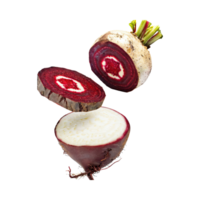 AI generated Floating Of Red And White Beetroot With A Earthy Taste With Sliced, Isolated Transparent Background png