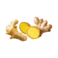 AI generated Floating Of Yellow And Brown Ginger With A Warm Tast, Isolated Transparent Background png