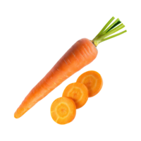 AI generated Floating Of A Fresh Carrot With Sliced Of Carrot, Isolated Transparent Background png