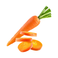 AI generated Floating Of A Fresh Carrot With Sliced Of Carrot, Isolated Transparent Background png