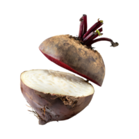 AI generated Floating Of Red And White Beetroot With A Earthy Taste With Sliced, Isolated Transparent Background png