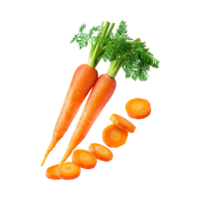 AI generated Floating Of A Fresh Carrot With Sliced Of Carrot, Isolated Transparent Background png