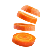 AI generated Floating Of A Fresh Carrot With Sliced Of Carrot, Isolated Transparent Background png