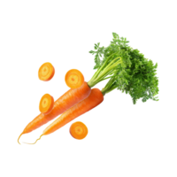 AI generated Floating Of A Fresh Carrot With Sliced Of Carrot, Isolated Transparent Background png