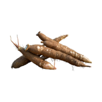 AI generated Floating Of Brown Cassava With Sliced Of Cassava,Earthy, Root ,Isolated Transparent Background png