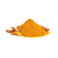 AI generated Floating Of Yellow And Orange Turmeric With Sliced, Isolated Transparent Background png