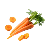 AI generated Floating Of A Fresh Carrot With Sliced Of Carrot, Isolated Transparent Background png