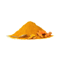 AI generated Floating Of Yellow And Orange Turmeric With Sliced, Isolated Transparent Background png