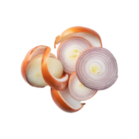 AI generated Floating Slices Of Bombay Onion, Without Skin, Without Shadow, Isolated Transparent Background png