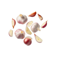 ai generiert Scheiben von Knoblauch, ohne Haut, ohne Schatten, isoliert transparent Hintergrund png