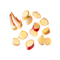 AI generated Floating Of A Slices Galangal, Without Shadow, Isolated Transparent Background png