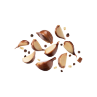 AI generated Slices Of Brown Clove Of Garlic, Without Shadow,  Isolated Transparent Background png