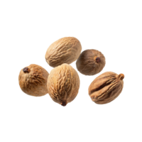 AI generated Floating Of Bunches Nutmeg, Without Shadow, Isolated Transparent Background png