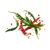 AI generated Green And Red Dried Cayenne, Without Shadow, Isolated Transparent Background png