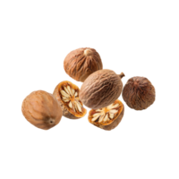 AI generated Floating Of Bunches Nutmeg, Without Shadow, Isolated Transparent Background png