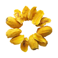 AI generated Floating Of Dried Yellow Mangoesteen, Without Shadow, Isolated Transparent Background png