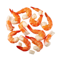 AI generated Floating Of Shrimp Ebi, Without Shadow, Isolated Transparent Background png