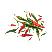 ai generado verde y rojo seco pequeño chiles pimentón, aislado transparente antecedentes png