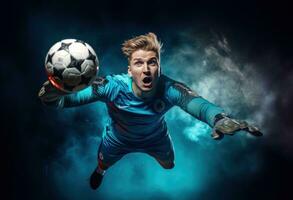 AI generated one man soccer Player man in action photo