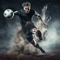 AI generated one man soccer Player man in action photo