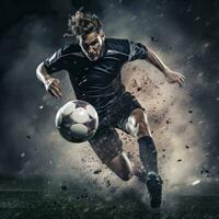 AI generated one man soccer Player man in action photo