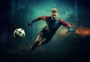 AI generated one man soccer Player man in action photo