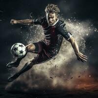 AI generated one man soccer Player man in action photo