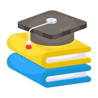 A flat design icon of graduation books vector