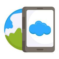 icono de diseño moderno de teléfono en la nube vector