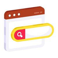 A flat design icon of search box vector