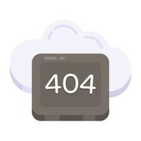 conceptual plano diseño icono de nube error 404 vector