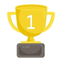 A flat design icon of trophy cup vector