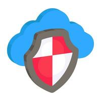 Editable design icon of cloud security vector