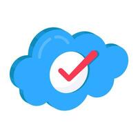 prima descargar icono de verificado nube vector