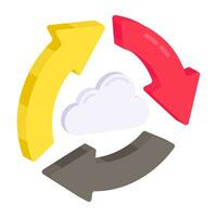 An editable design icon of cloud reprocess vector