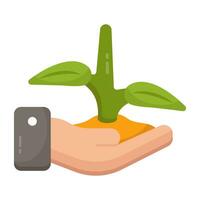 Leaf on hand, concept of eco care vector