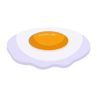 A flat design icon of fried egg vector