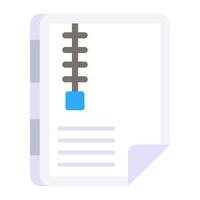 A flat design icon of zip file vector