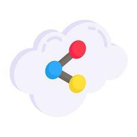 A flat design icon of share cloud vector