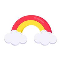 An eye catching icon of rainbow, flat style vector