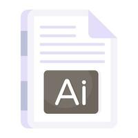 A flat design icon of ai file vector