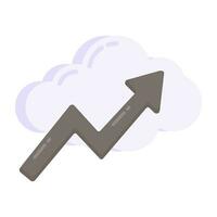 Editable design icon of cloud growth vector