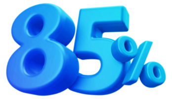 85 percentuale via vendita sconto - 3d blu numero promozione png