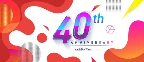 40th years anniversary logo, vector design birthday celebration with colorful geometric background and circles shape.