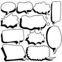 hand drawn bubble speech in doodle style isolated on white background, Vector hand drawn set bubble speech theme. Vector illustration