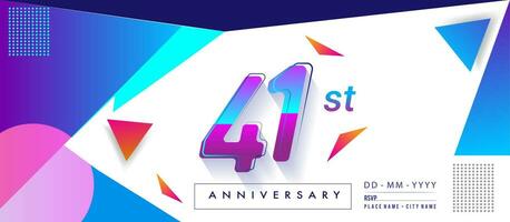 41st years anniversary logo, vector design birthday celebration with colorful geometric background and circles shape.