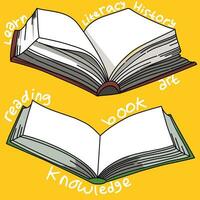 illustration of an open book on a yellow background vector