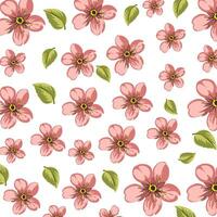 Pink floral motifs and falling leaves vector